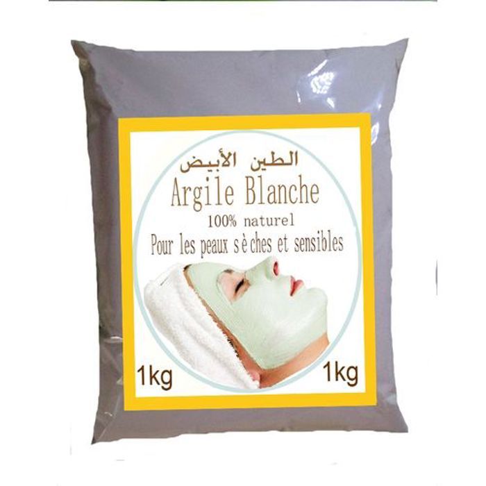 Argile blanche - Natura Beauty - 1kg - Soin anti-inflammatoire - Peaux sèches - Sans conservateur