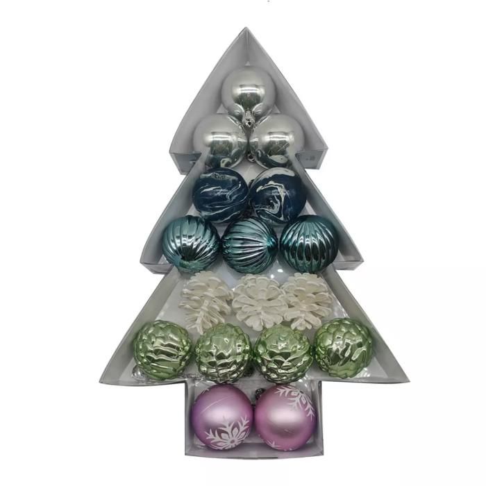 Lot de 17 boules de Noël en plastique 5 cm