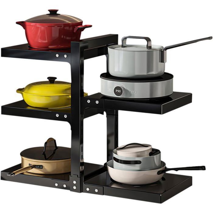 Organisateur de cuisine pour armoire, casserole, poêle, 5 étages