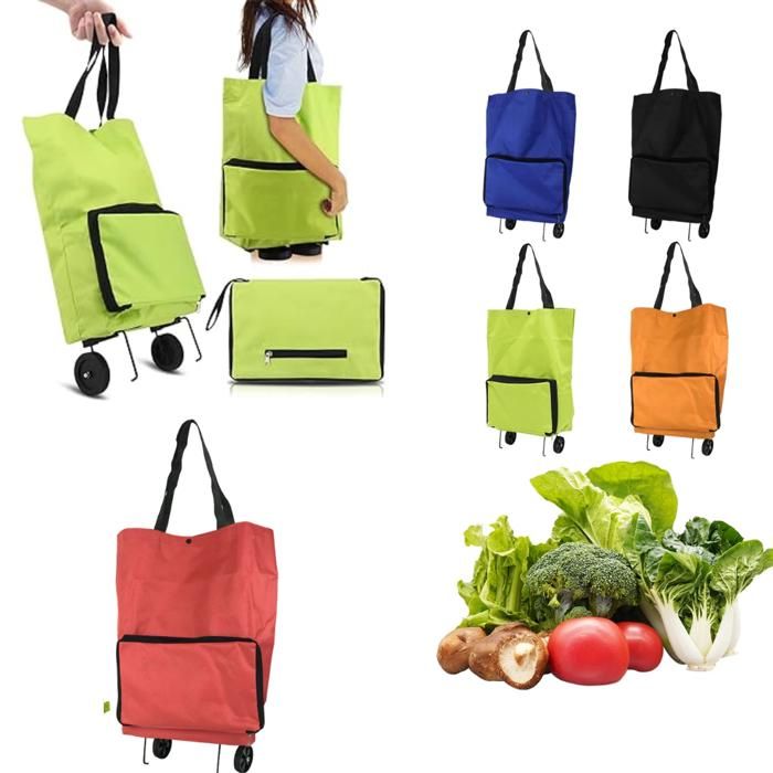 Sac shopping pliable 30 litres avec roulettes, chariot écologique,(Couleur aléatoire)