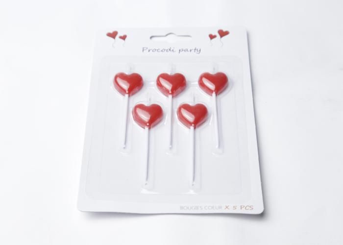 Bougies en forme de cœur - GENERIC - Set de 5 - Rouge - Intérieur - Ambiance romantique