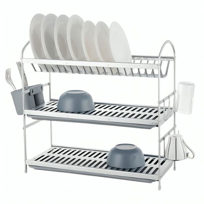 Égouttoir à vaisselle en aluminium avec 3 niveaux