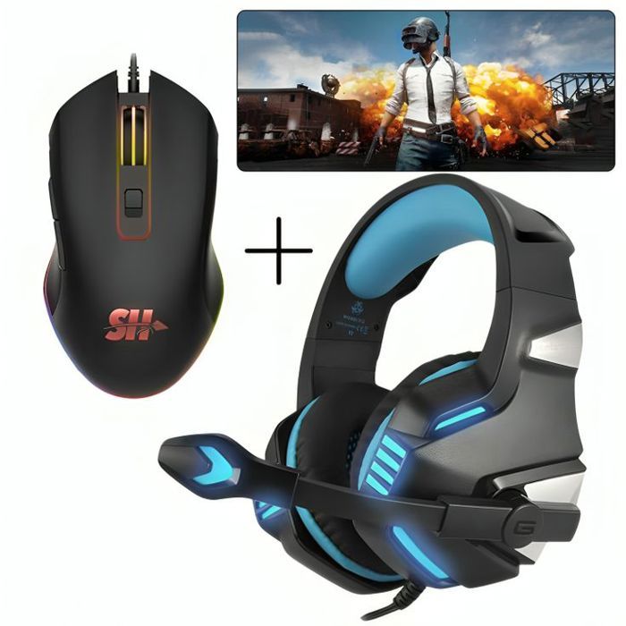 PACK GAMING - Casque Gamer PRO Gaming HEADSET V-3 + Souris Gamer M10 PRO GAMING + TAPIS GAMING PUBG 90CM