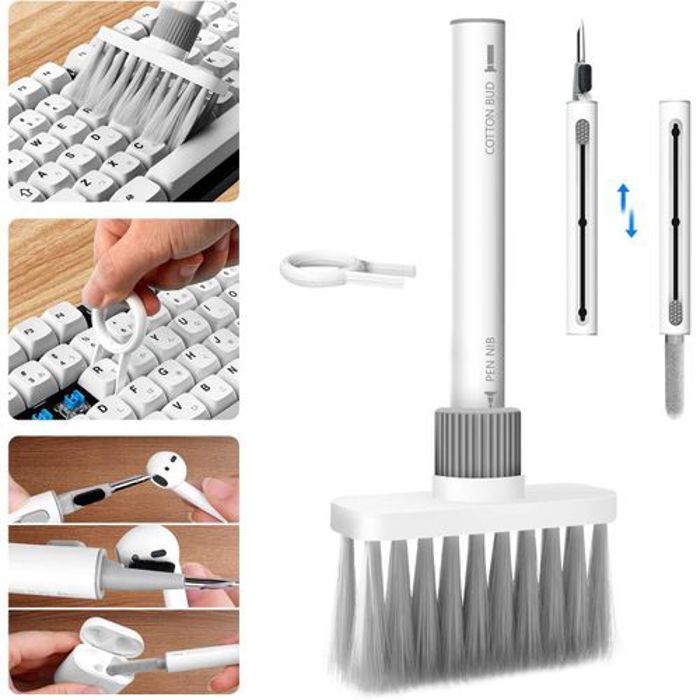 Brosse de nettoyage de clavier 5 en 1, extracteur de touches, nettoyeur écouteurs, ordinateur, Tél