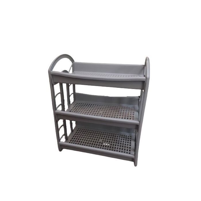 Égouttoir à vaisselle - Gris - 3 niveaux - Plastique - Design contemporain