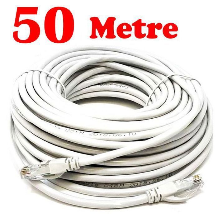 Câble réseau Ethernet RJ45 - Pro - 50M - Cat.6 - Haut débit - Connexion Internet  couleur aléatoire
