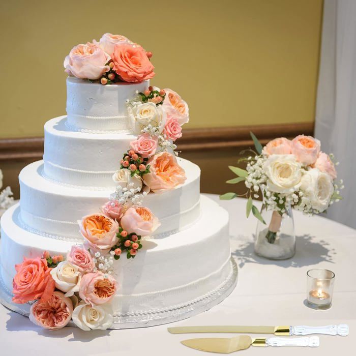 Lot de couteaux et pelle à gâteau de mariage - Couteau à gâteau doré et pelle à gâteau en acier inoxydable - - Doré