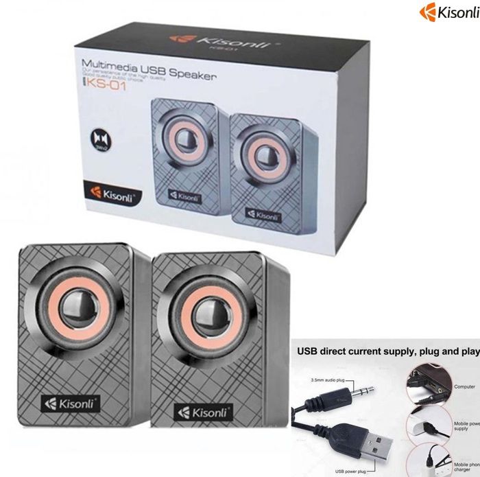 Kisonli KS-01 Haut parleur multimédia 2.0 , 3.5W + 3W * 2 USB-Jack audio