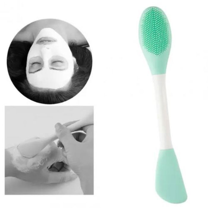 Brosse nettoyante de visage - Silicone - Vert - Double extrémité - Hypoallergénique - 1 unité