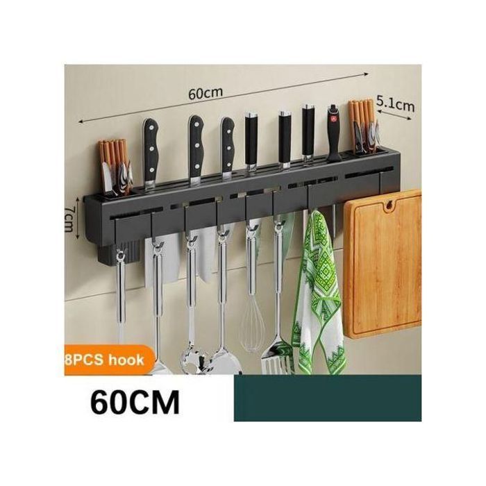 Porte-couteau, Supports knife avec crochet, Étagère de cuisine murale en acier inoxydable