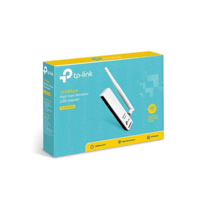 TP-Link TL-WN722N - Clé wifi USB - 150 Mbps - WPS Bouton - Gain Elevé -  4dBi - Blanc
