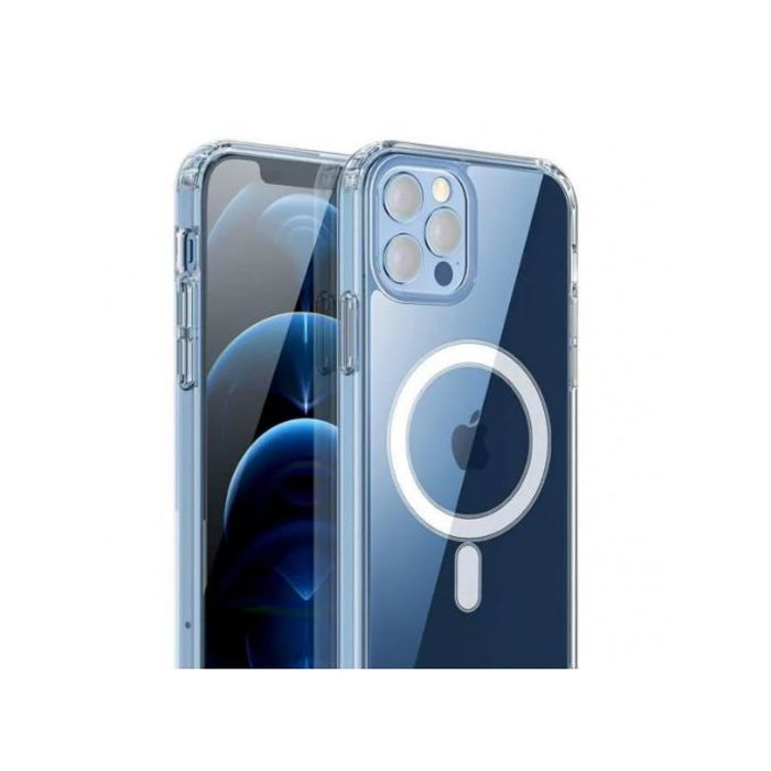 Magsafe Case Simple Magnetic Ring All-inclusive Clear Crystal Acrylique antichoc pour iPhone 12 Pro Max (Transparent)