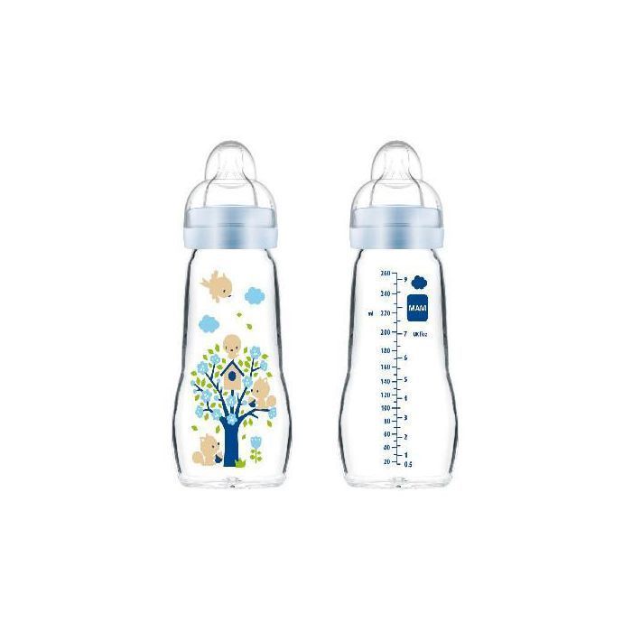 Mam Baby Biberon en verre +2m 260ml - Couleur Aléatoire