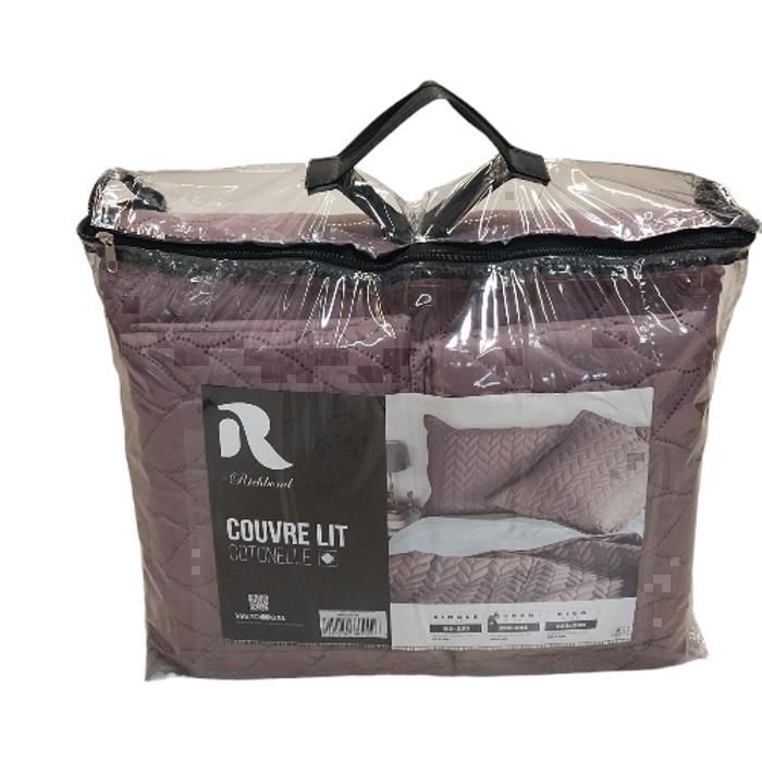 Couvre-lit - RICHBOND - Cotonnelle Ultrason - Violet - 220 x 240 cm - Réversible
