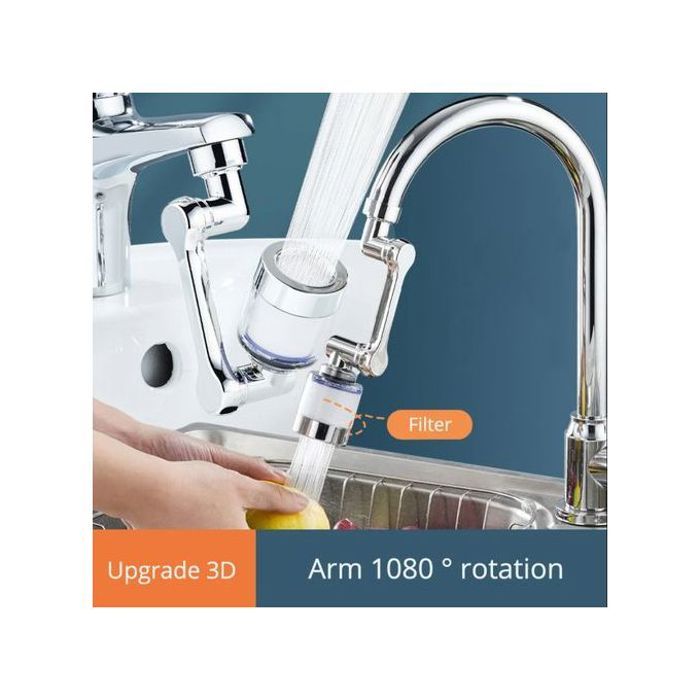 Filtre aérateur universel à rotation 1080°, anti-éclaboussures, deux modes d'eau