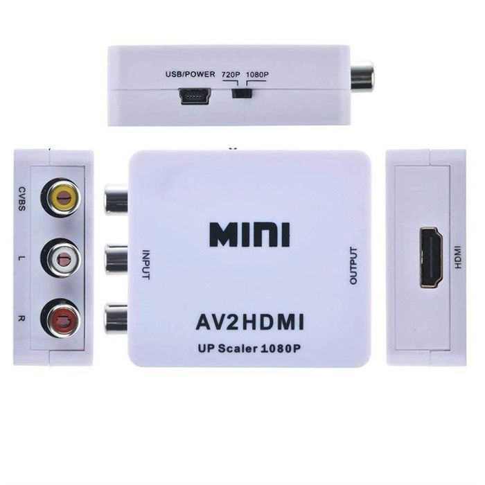 Convertisseur de Signal RCAA vers HDMI AV 1080p AV2HDMI pour TV,VHS VCR, enregistrement DVD
