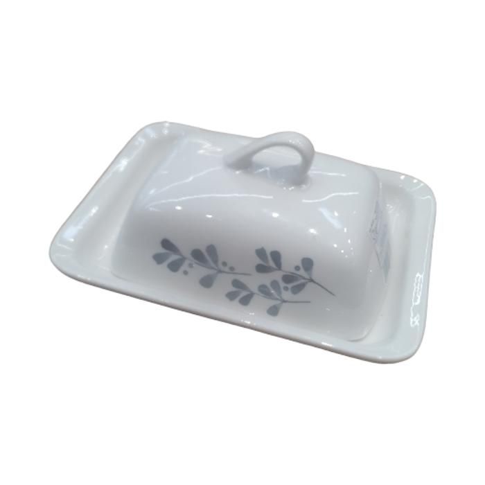 BEURRIER AVEC COUVERCLE EN PORCELAINE DECORE 19*14*H9CM