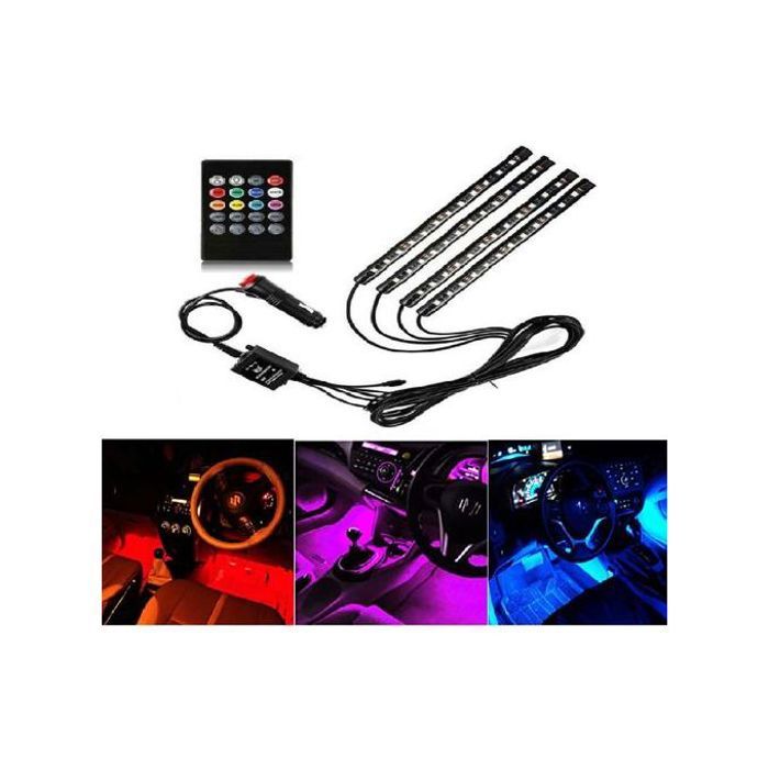 Bande lumineuse led pour voiture effets multicolores avec commandes musicales de voiture