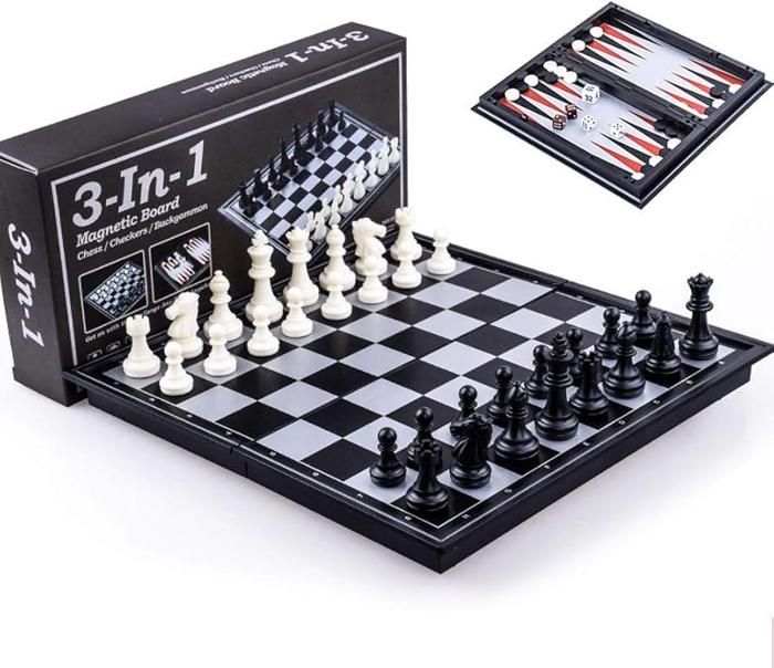 Jeu d'échecs 3 en 1 pour enfants et adultes, jeu d'échecs, de dames et de backgammon