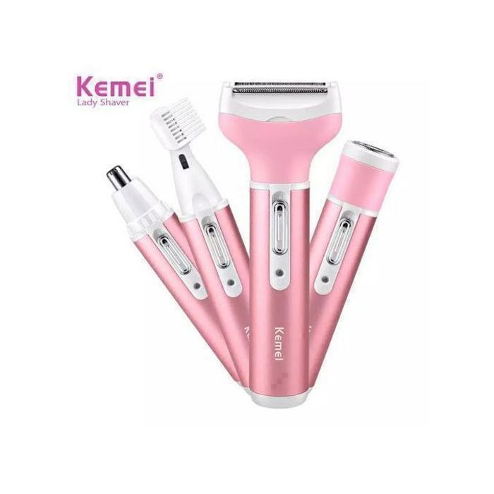 Epilateur-Rasoir multifonctions - Kemei - KM-6637 - Rechargeable - 4 en 1 - Rose