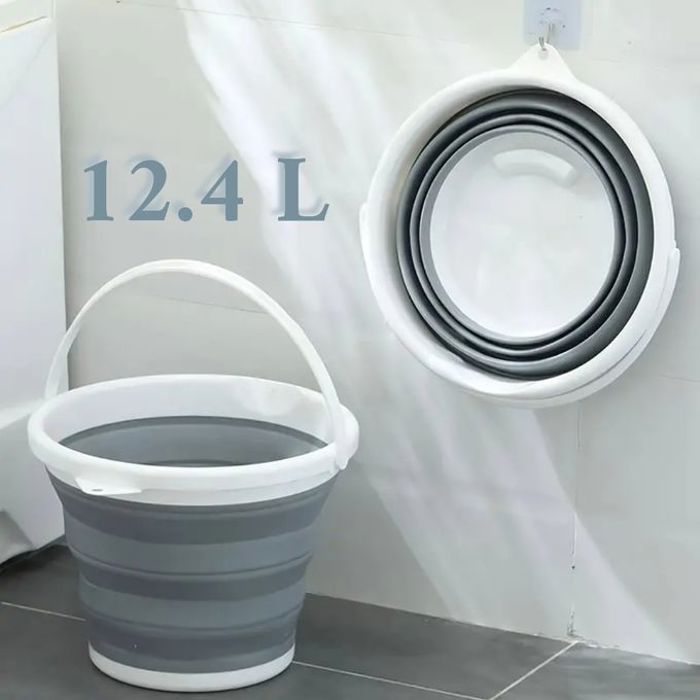Seau d'Eau Pliable - 12.4 Litres, Gris