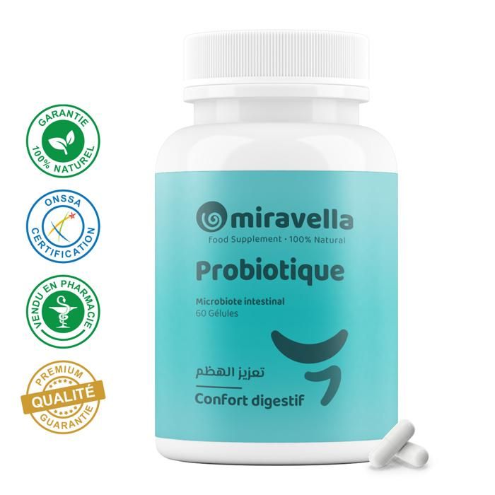 Probiotique - Miravella - 60 gélules - 100% naturel - Santé digestive - Régule l'humeur