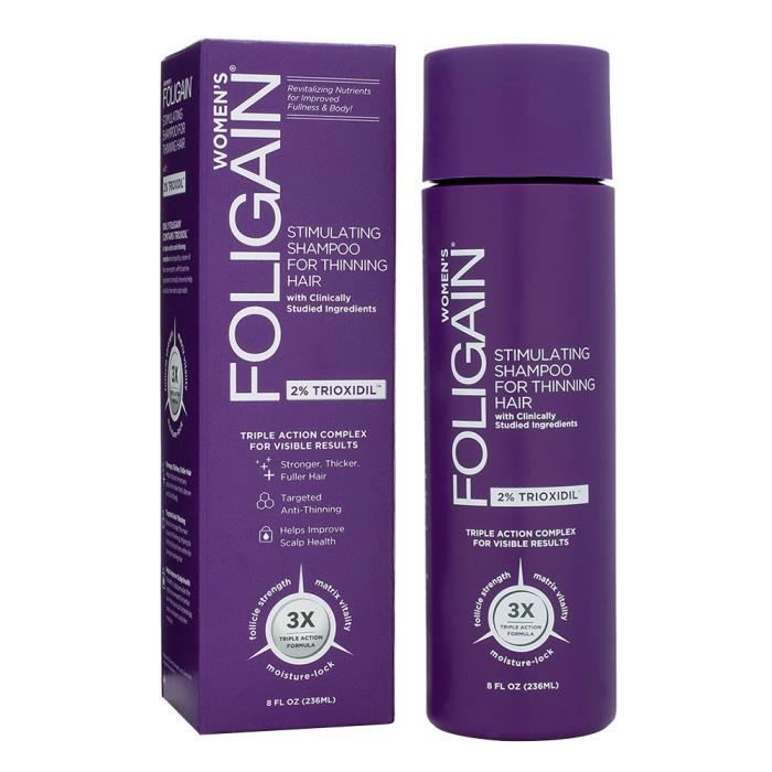 Shampoing Anti Chute - Foligain - Trioxidil® Femme - Hydratation Cuir Chevelu - Repousse Saine - Cheveux Épais