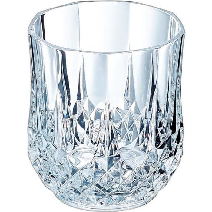 Verres à eau vintage - CRISTAL D'ARQUES - Longchamp - Verre ultra transparent - Design vintage Cristal Look
