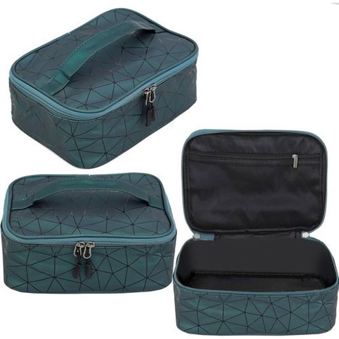 Trousse de maquillage à motif géométrique étanche Modernist en cuir PU carré