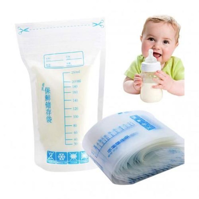 30 Sachets de Conservation Lait Maternel -double glissière de sécurité, sans BPA, 250ml