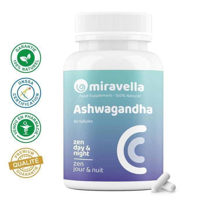 Gélules Ashwagandha - Miravella - 60 gélules - 100% naturel - Anti-stress - Améliore la concentration