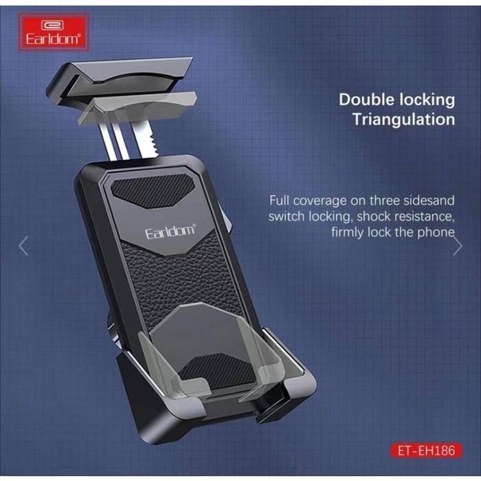 Earldom EH186 Support de téléphone, réglable pour moto, vèlo trottinette électrique