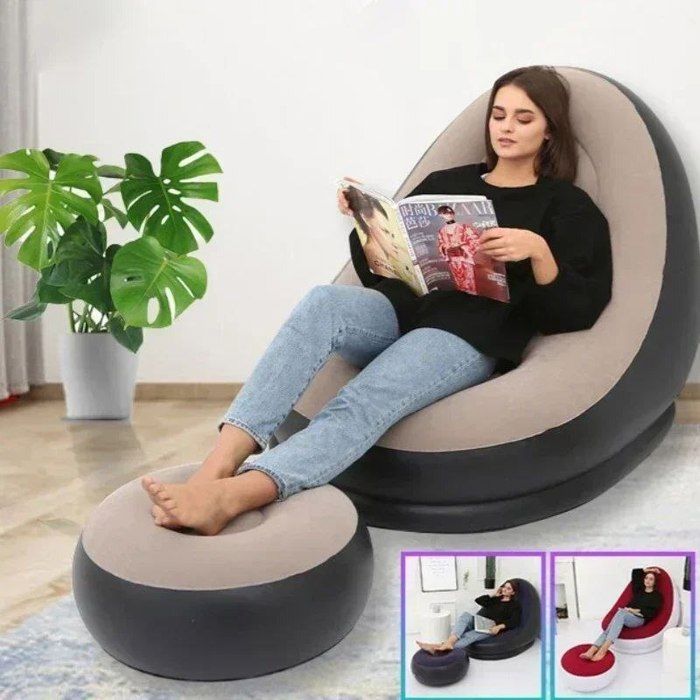 Fauteuil Gonflable de Salon avec Repose-Pieds – Confort et Détente à la Maison ( la couleur selon le stock )
