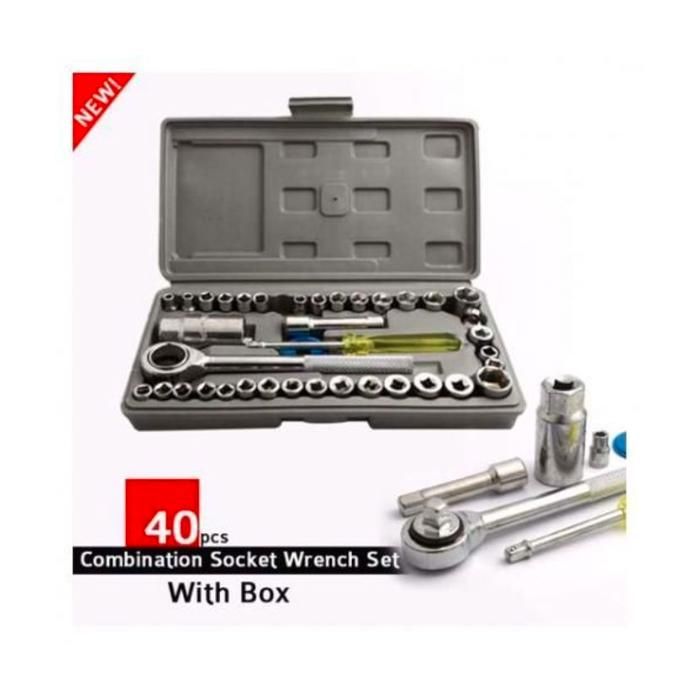 Boite à Outils 40 Piéces  Automobile Coffret Clé à douille Manchon
