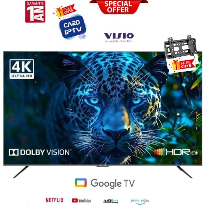Smart TV 50" - Visio - UHD 4K - Google Assistant - Bluetooth - HDR 10™ + Support + Abonnement 12 Mois Gratuit
