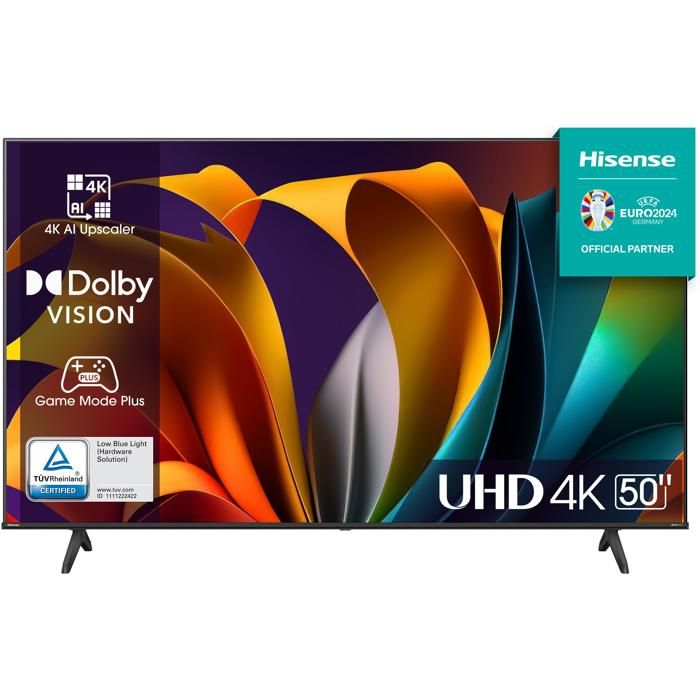 Hisense 50A6N - TV LED 50" (126 cm) - Bords ultra fins - 4K UHD (3840x2160) - Dolby Vision - TV connecté - 3xHDMI 2.1