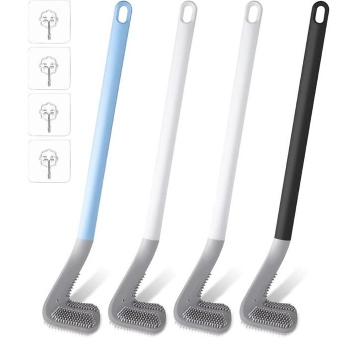 Ensemble de nettoyage pour toilettes en silicone(Couleur aléatoire)