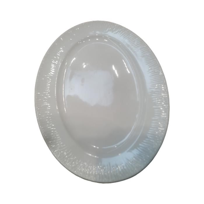 ASSIETTE PLATE OVALE EN PORCELAINE BLANCHE 30CM