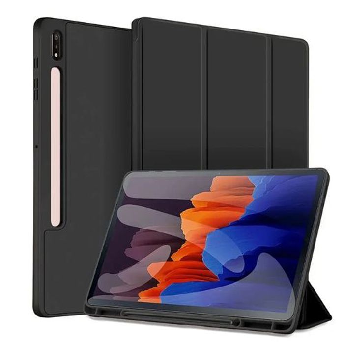 Pochette pour Tablette - GÉNÉRIQUE - Samsung S9 Plus - Noir - Silicone - Support Rabattable