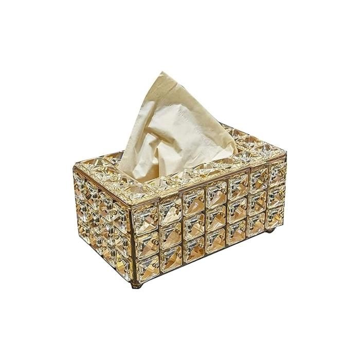 Boîte à mouchoirs rectangulaire en Cristal doré