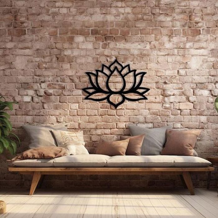 Décoration Murale - BOIS - Fleur de Lotus - Bois Massif - Asymétrique - Contemporain