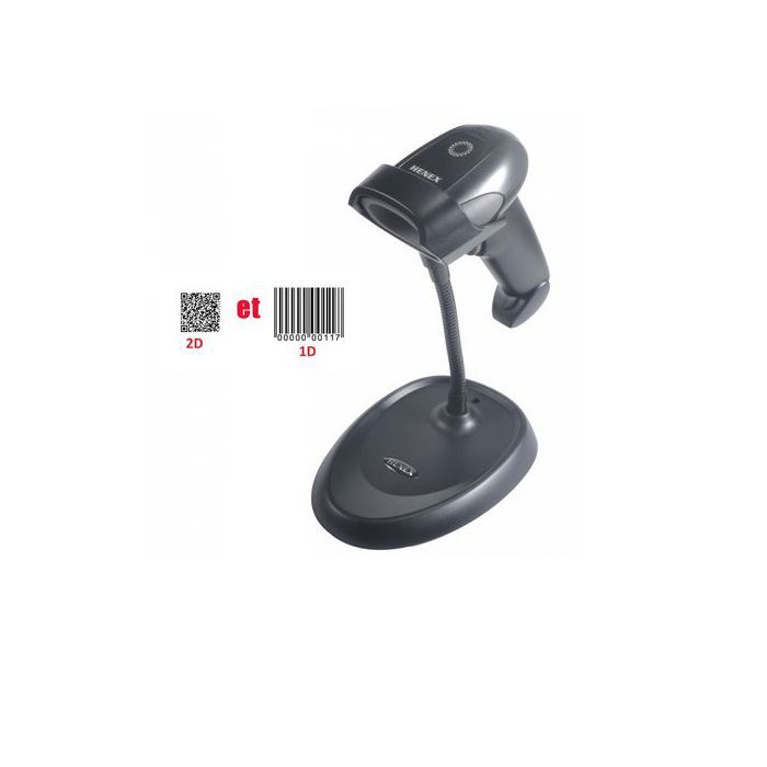 Lecteur code barre 1D et 2D avec Support (avec fil) Professionnel