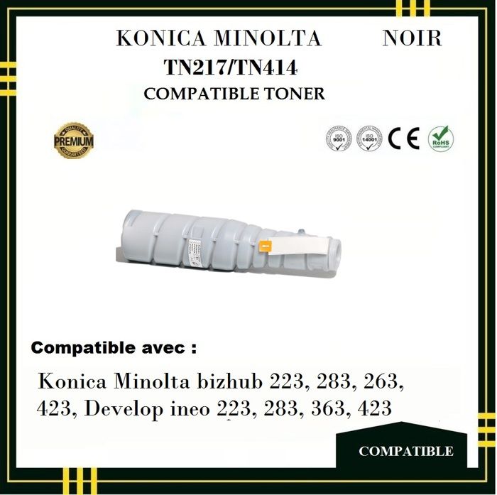 Toner Compatible - KONICA MINOLTA - TN217/TN414 - Noir - Pack de 4 - Laser