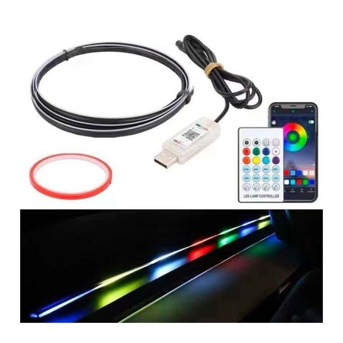 Bande lumineuse led rvb pour voiture avec télécommande,décoration intérieure de voiture