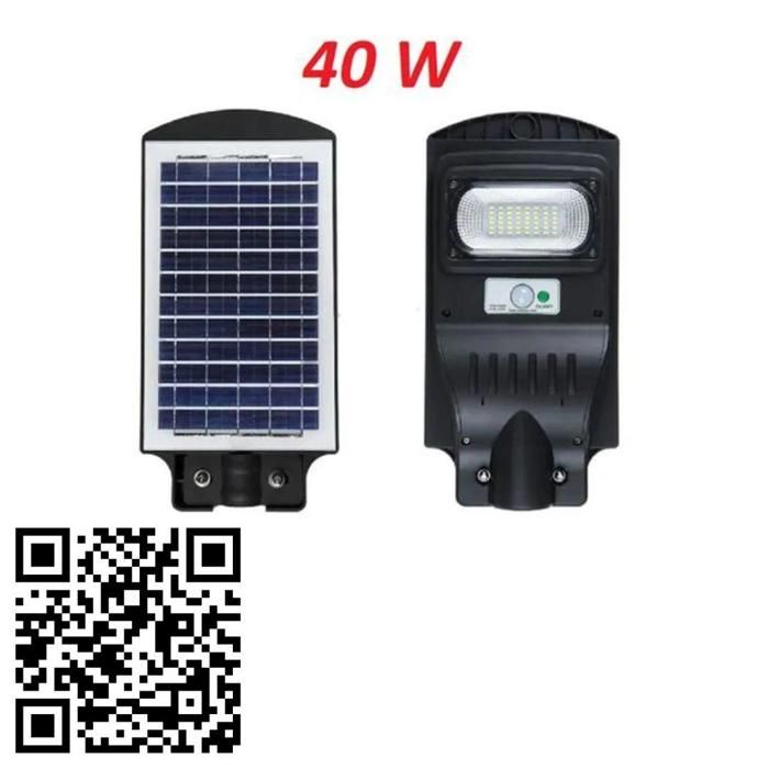 Lampadaire Solaire - LED - 40W - Détecteur de Mouvement - Autonome - Aluminium Noir