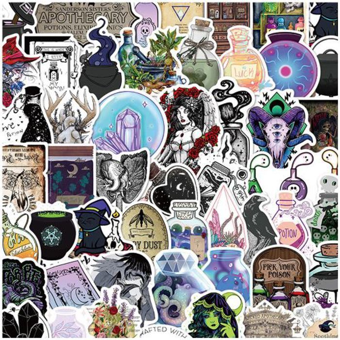 Stickers 50Pcs Gothic Sorcerer Apothecary Stickers