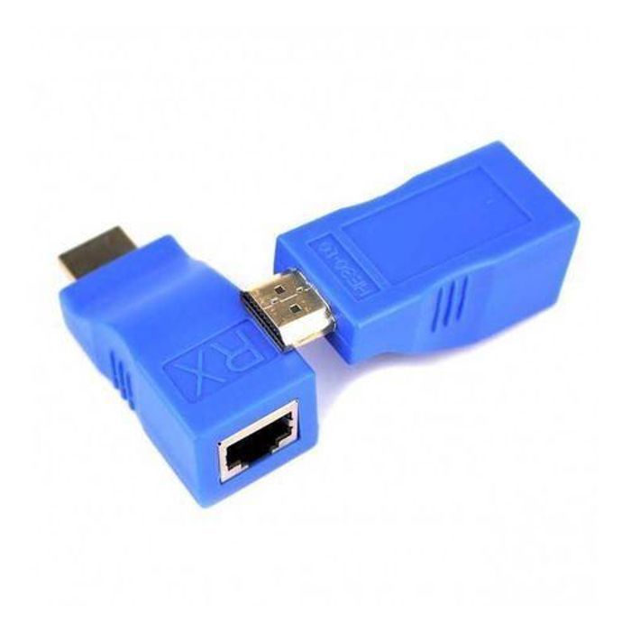 Adaptateur HDMI 4k Extendeur,HDMI vers réseau RJ45  bleu