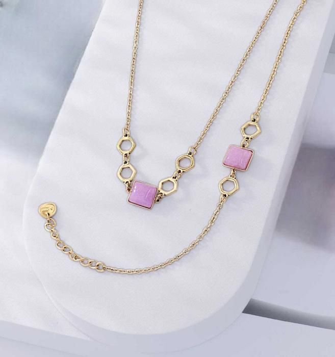 Ensemble Collier et Bracelet - GENERIC - Acier Inoxydable - Pierres Colorées - Femme - Adulte