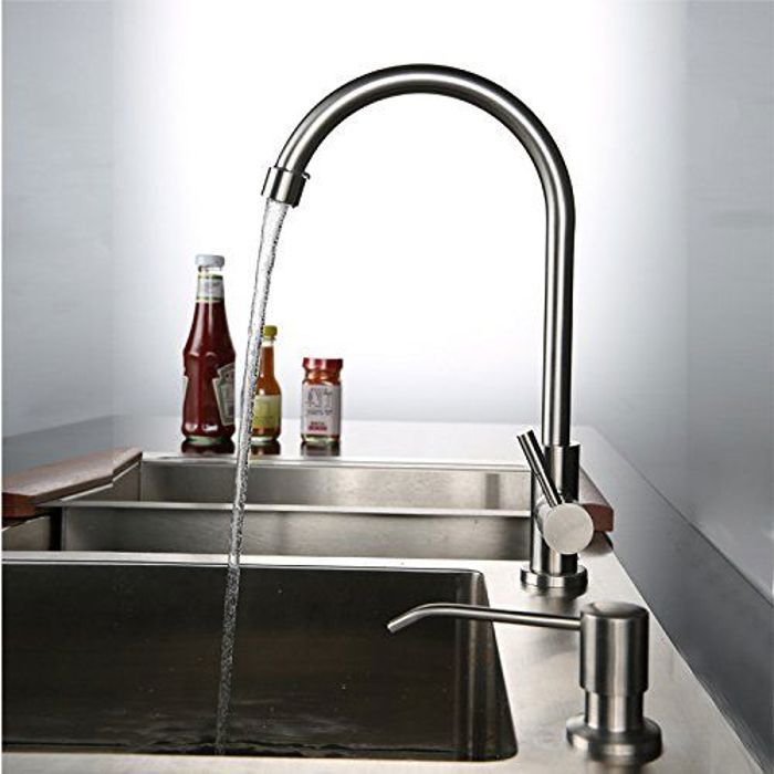 Robinet de cuisine - Inox - SUS304 - Froid - Antibactérien - Résistant aux rayures