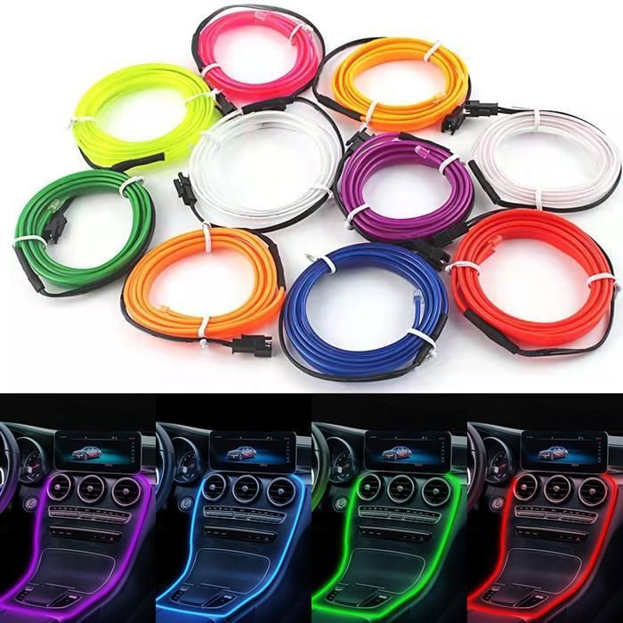 1m voiture neon led flexible lumière flexible de bande de tube de lacorde aunéon (Couleur aléatoire)